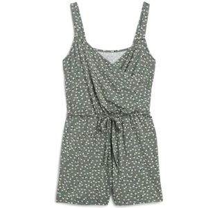 Market & Spruce Olive Green Floral Romper